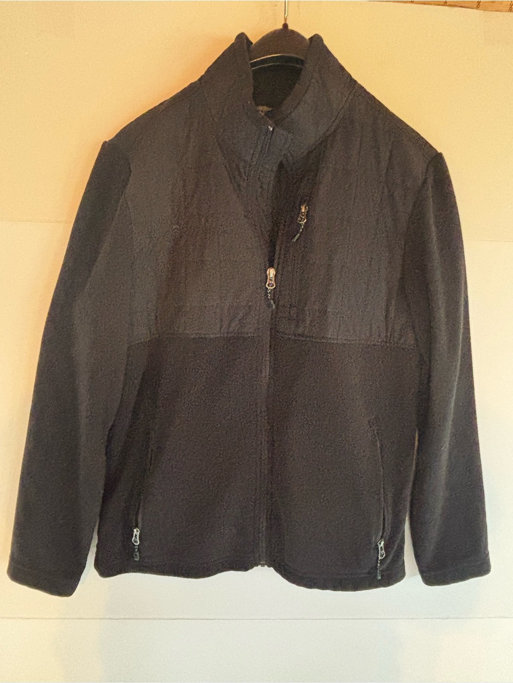 Free Country Men's Black Full Zip Fleece Jacket Stand-Up Collar Small